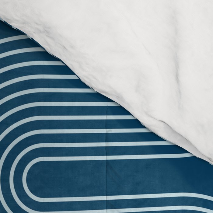 Mid Century Modern Geometric 101 in night Blue (Rainbow Abstract) Comforter Gallery Image 4