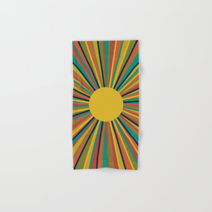 Colourful Multicolor Retro Sunburst Sun in Mid Mod Colors 3 Bath Towel Gallery Image 1
