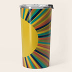 Colourful Multicolor Retro Sunburst Sun in Mid Mod Colors 3 Travel Mug Gallery Image 2