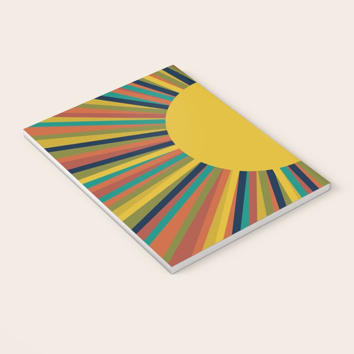 Colourful Multicolor Retro Sunburst Sun in Mid Mod Colors 3 Notebook Gallery Image 3