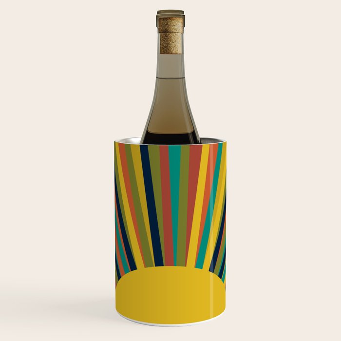 Colourful Multicolor Retro Sunburst Sun in Mid Mod Colors 3 Wine Chiller Gallery Image 1