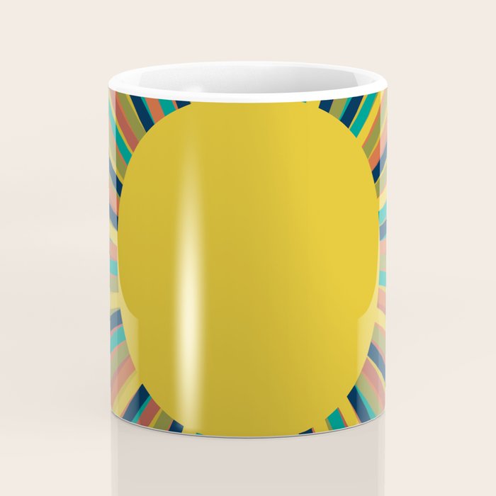 Colourful Multicolor Retro Sunburst Sun in Mid Mod Colors 3 Coffee Mug Gallery Image 4