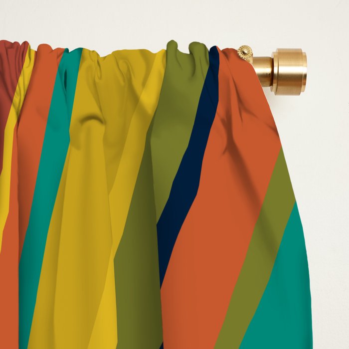 Colourful Multicolor Retro Sunburst Sun in Mid Mod Colors 3 Window Curtain Gallery Image 2