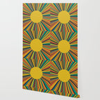 Colourful Multicolor Retro Sunburst Sun in Mid Mod Colors 3 Wallpaper Gallery Image 2