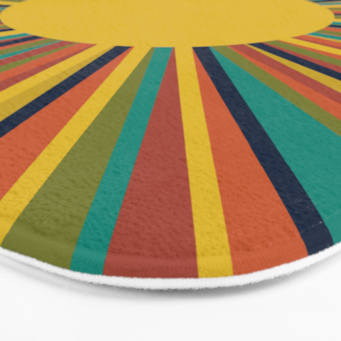 Colourful Multicolor Retro Sunburst Sun in Mid Mod Colors 3 Bath Mat Gallery Image 3
