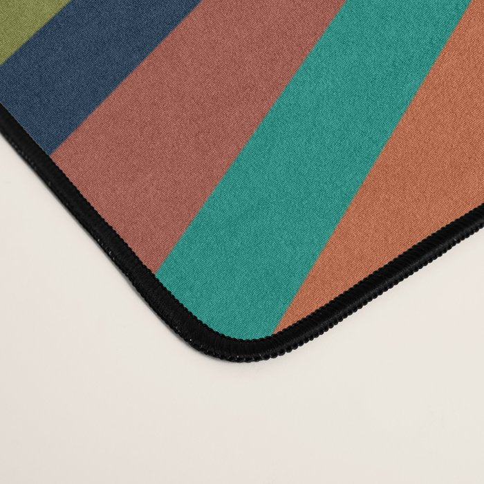 Colourful Multicolor Retro Sunburst Sun in Mid Mod Colors 3 Desk Mat Gallery Image 4