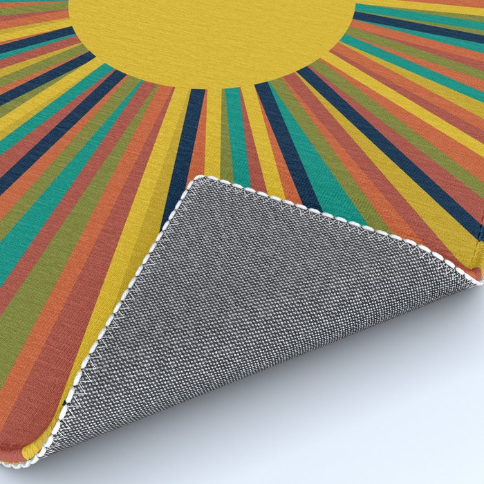 Colourful Multicolor Retro Sunburst Sun in Mid Mod Colors 3 Rug Gallery Image 4