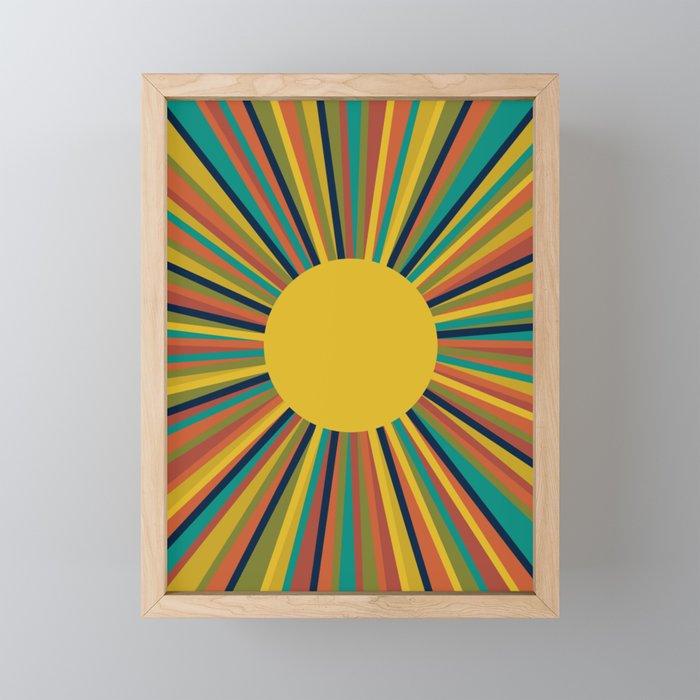 Colourful Multicolor Retro Sunburst Sun in Mid Mod Colors 3 Mini Art Print Gallery Image 1