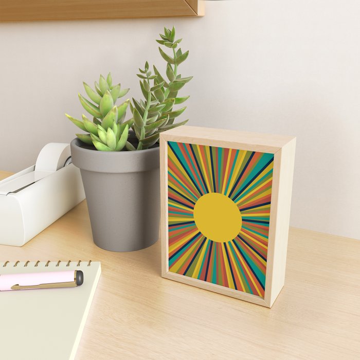 Colourful Multicolor Retro Sunburst Sun in Mid Mod Colors 3 Mini Art Print Gallery Image 2