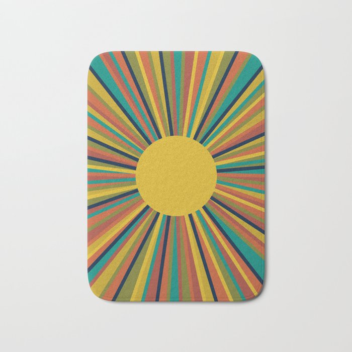Colourful Multicolor Retro Sunburst Sun in Mid Mod Colors 3 Bath Mat Gallery Image 1