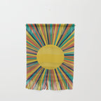 Colourful Multicolor Retro Sunburst Sun in Mid Mod Colors 3 Wall Hanging Gallery Image 1