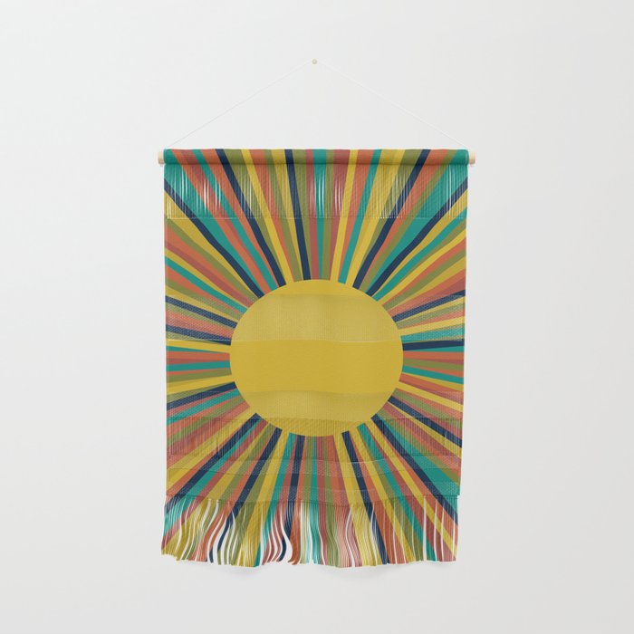 Colourful Multicolor Retro Sunburst Sun in Mid Mod Colors 3 Wall Hanging Gallery Image 1
