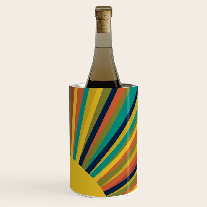 Colourful Multicolor Retro Sunburst Sun in Mid Mod Colors 3 Wine Chiller Gallery Image 3