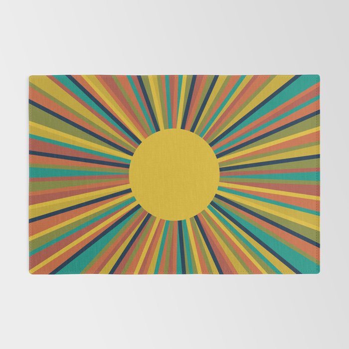 Colourful Multicolor Retro Sunburst Sun in Mid Mod Colors 3 Rug Gallery Image 2