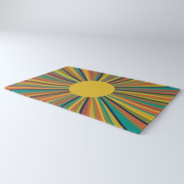 Colourful Multicolor Retro Sunburst Sun in Mid Mod Colors 3 Rug Gallery Image 3