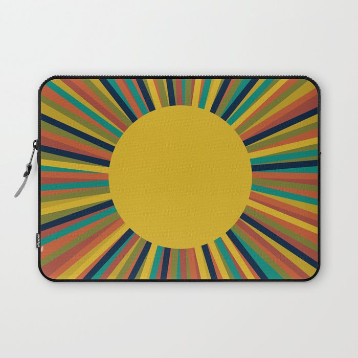 Colourful Multicolor Retro Sunburst Sun in Mid Mod Colors 3 Laptop Sleeve Gallery Image 1