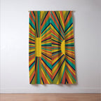Colourful Multicolor Retro Sunburst Sun in Mid Mod Colors 3 Window Curtain Gallery Image 3