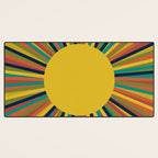 Colourful Multicolor Retro Sunburst Sun in Mid Mod Colors 3 Desk Mat Gallery Image 3