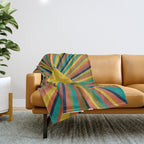 Colourful Multicolor Retro Sunburst Sun in Mid Mod Colors 3 Throw Blanket Gallery Image 1