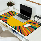 Colourful Multicolor Retro Sunburst Sun in Mid Mod Colors 3 Desk Mat Gallery Image 2