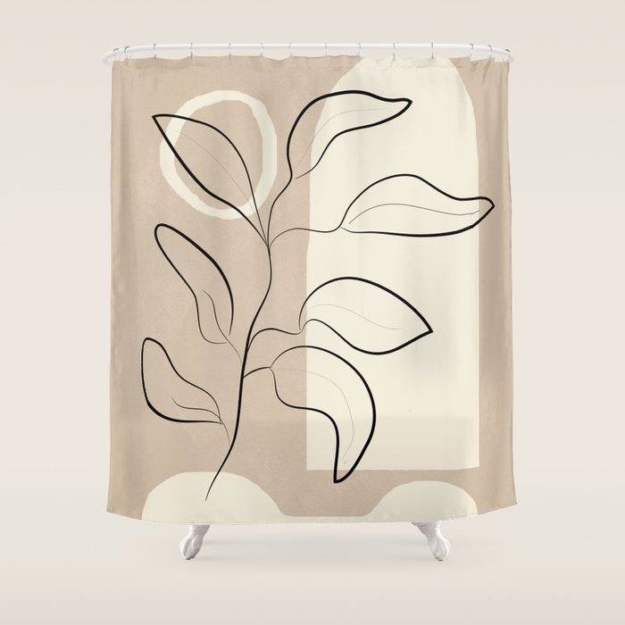 Abstract Minimal Plant 8 Shower Curtain Gallery Image 1