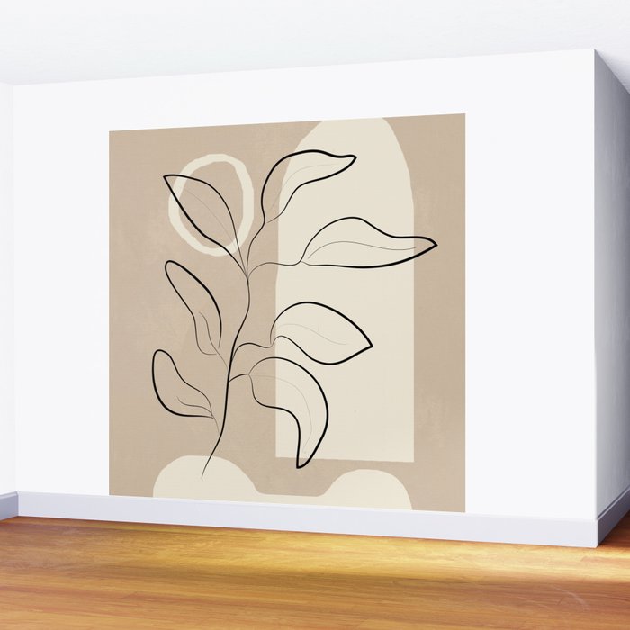 Abstract Minimal Plant 8 Wall Mural Gallery Image 2