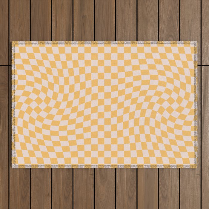 Check I - Yellow Twist â Checkerboard Print Outdoor Rug Gallery Image 1