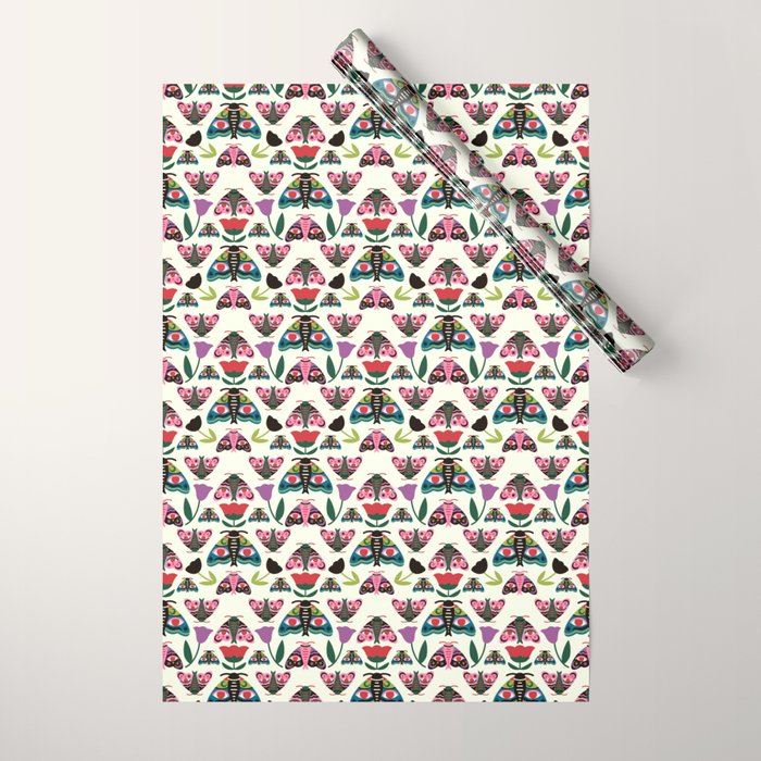 Colorful Autumn Moths Wrapping Paper Gallery Image 1
