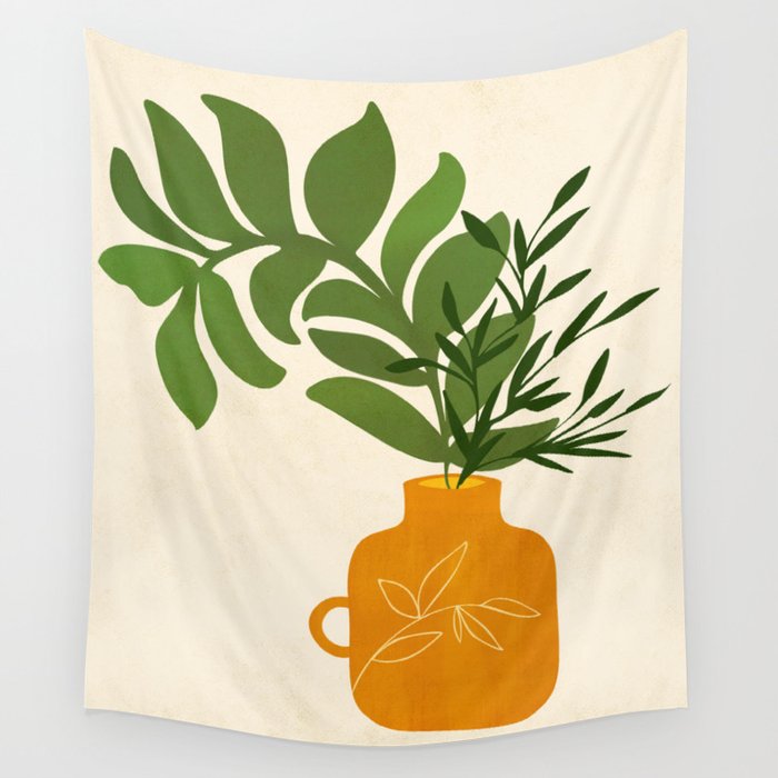 Boho Bouquet Vintage Botanical Illustration Wall Tapestry Gallery Image 1