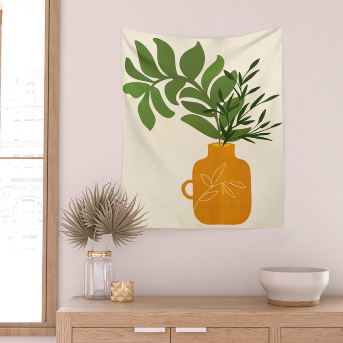 Boho Bouquet Vintage Botanical Illustration Wall Tapestry Gallery Image 2