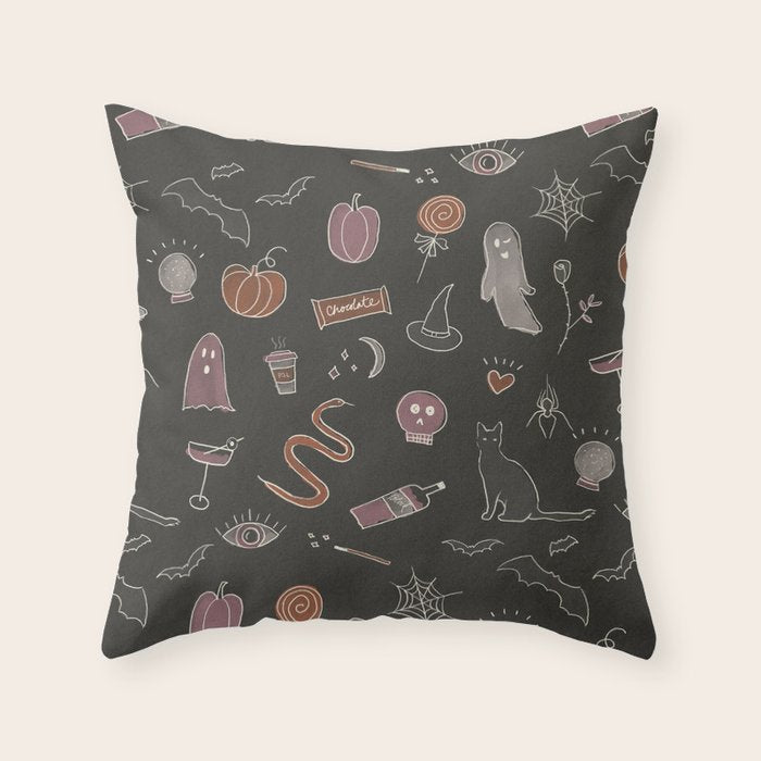 Spooky Core Halloween Print Throw Pillow Gallery Image 1