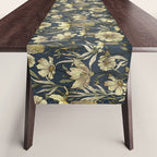 Midnight blue hand-drawn vintage garden  Table Runner Gallery Image 1