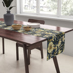 Midnight blue hand-drawn vintage garden  Table Runner Gallery Image 2