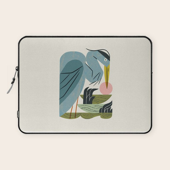 Blue Heron, Green Marsh Laptop Sleeve Gallery Image 1
