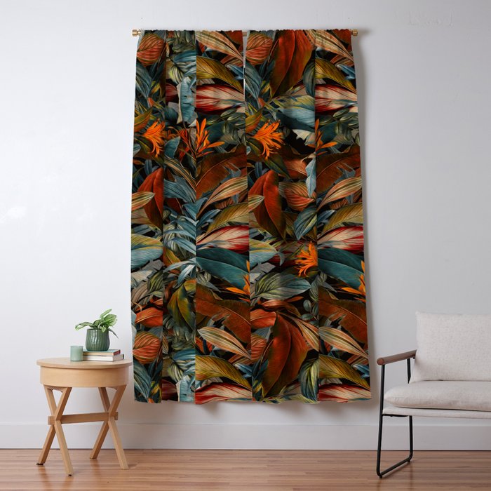 Tropical Night Garden Multicolor Window Curtain Gallery Image 5