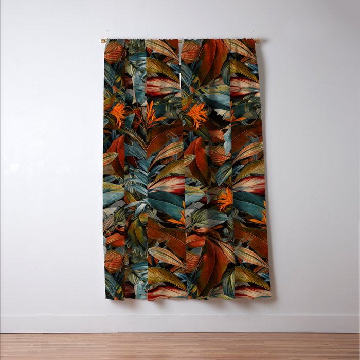 Tropical Night Garden Multicolor Window Curtain Gallery Image 3
