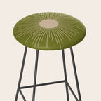 Mid-Century Modern Sunburst II - Minimalist Sun in Mid Mod Beige and Olive Green Stool Gallery Image 2