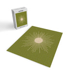 Mid-Century Modern Sunburst II - Minimalist Sun in Mid Mod Beige and Olive Green Jigsaw Puzzle Gallery Image 2