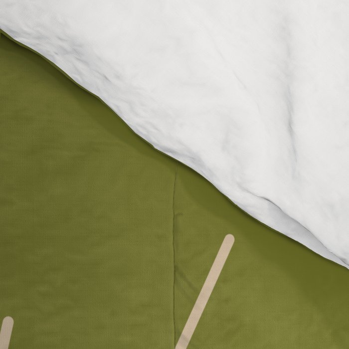 Mid-Century Modern Sunburst II - Minimalist Sun in Mid Mod Beige and Olive Green Comforter Gallery Image 4