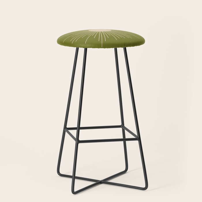 Mid-Century Modern Sunburst II - Minimalist Sun in Mid Mod Beige and Olive Green Stool Gallery Image 1