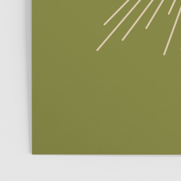 Mid-Century Modern Sunburst II - Minimalist Sun in Mid Mod Beige and Olive Green Poster Gallery Image 3