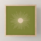 Mid-Century Modern Sunburst II - Minimalist Sun in Mid Mod Beige and Olive Green Mini Art Print Gallery Image 1