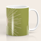 Mid-Century Modern Sunburst II - Minimalist Sun in Mid Mod Beige and Olive Green Coffee Mug Gallery Image 1