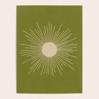 Mid-Century Modern Sunburst II - Minimalist Sun in Mid Mod Beige and Olive Green Poster Gallery Image 4