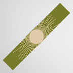 Mid-Century Modern Sunburst II - Minimalist Sun in Mid Mod Beige and Olive Green Table Runner Gallery Image 3