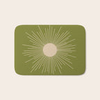 Mid-Century Modern Sunburst II - Minimalist Sun in Mid Mod Beige and Olive Green Bath Mat Gallery Image 1