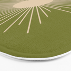 Mid-Century Modern Sunburst II - Minimalist Sun in Mid Mod Beige and Olive Green Bath Mat Gallery Image 3