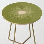 Mid-Century Modern Sunburst II - Minimalist Sun in Mid Mod Beige and Olive Green Side Table Gallery Image 2