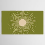Mid-Century Modern Sunburst II - Minimalist Sun in Mid Mod Beige and Olive Green Tablecloth Gallery Image 2