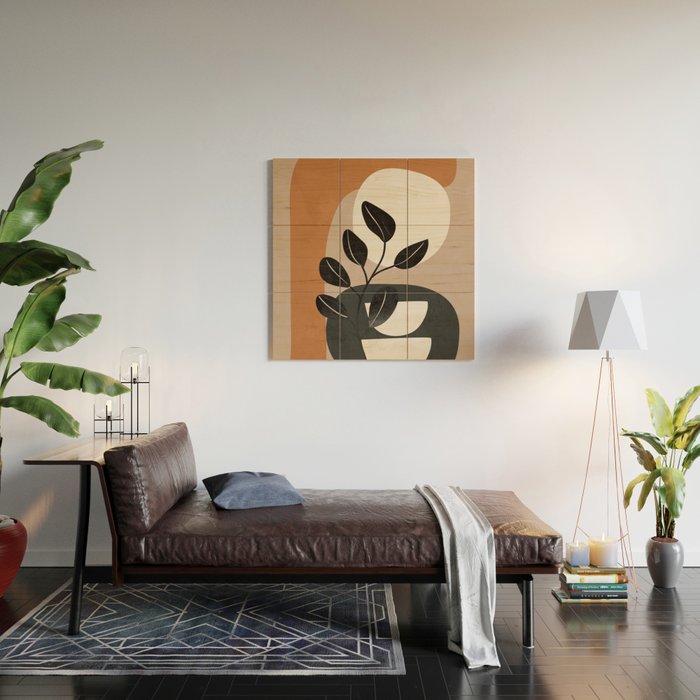 Modern Abstract Minimal Shapes Branches Art 9 Wood Wall Art Gallery Image 2